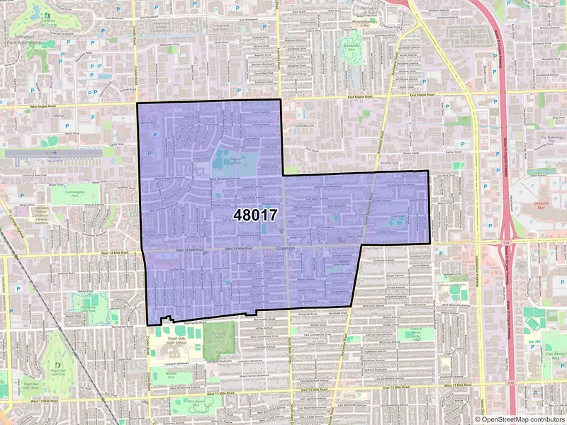 Map of ZIP Code 48017 — Clawson, MI