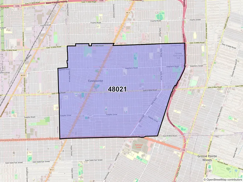 Map of ZIP Code 48021 — Eastpointe, MI