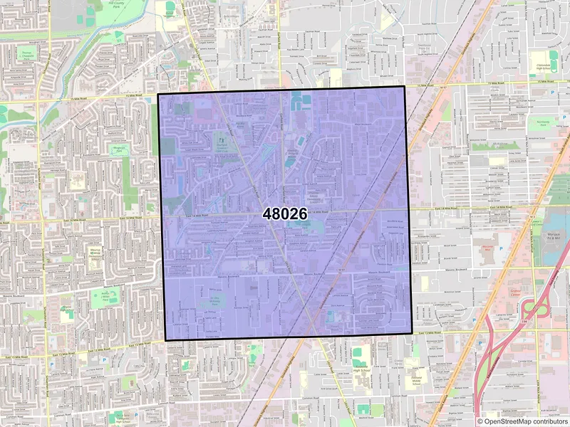Map of Fraser, Michigan and ZIP codes