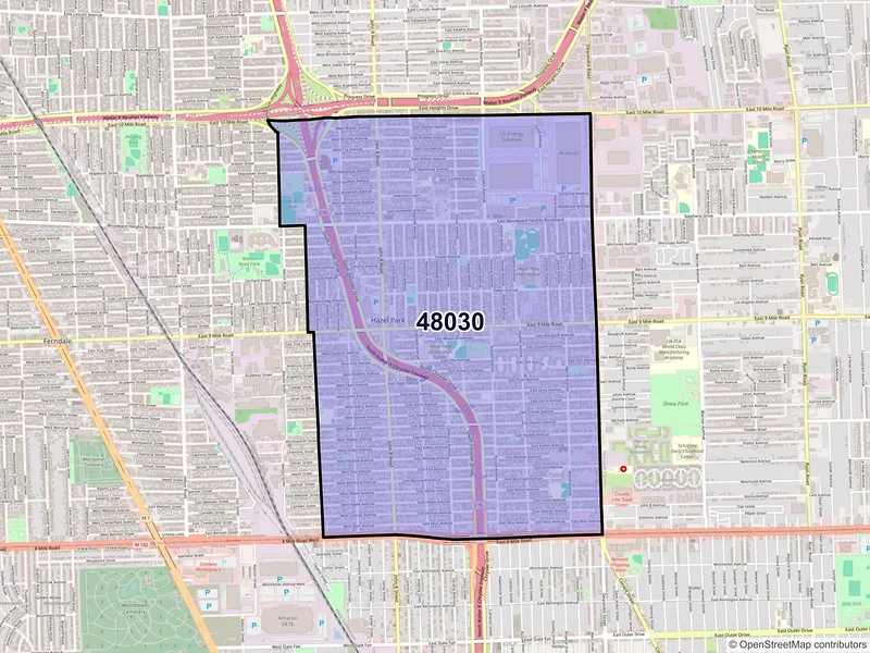 Map of ZIP Code 48030 — Hazel Park, MI
