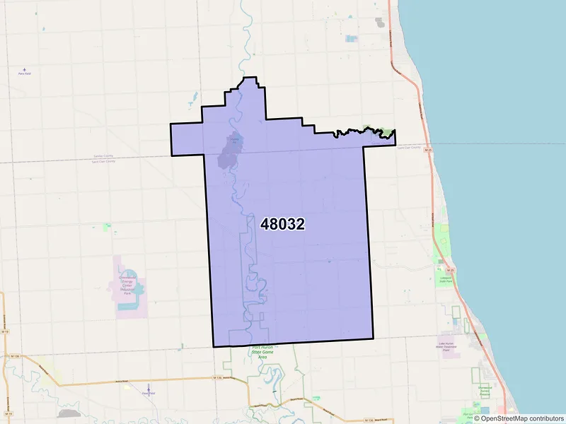 Map of ZIP Code 48032 — Jeddo, MI