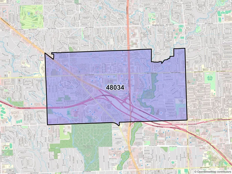 Map of ZIP Code 48034 — Southfield, MI