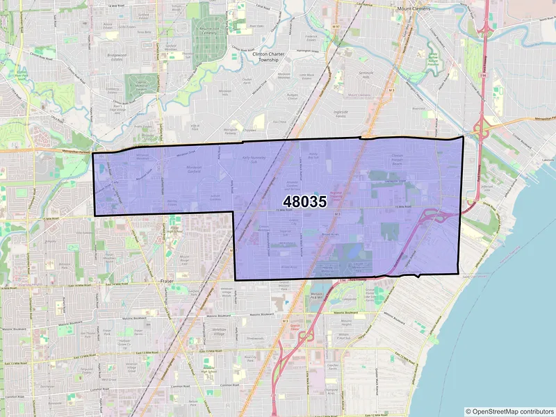 Map of ZIP Code 48035 — Clinton Township, MI