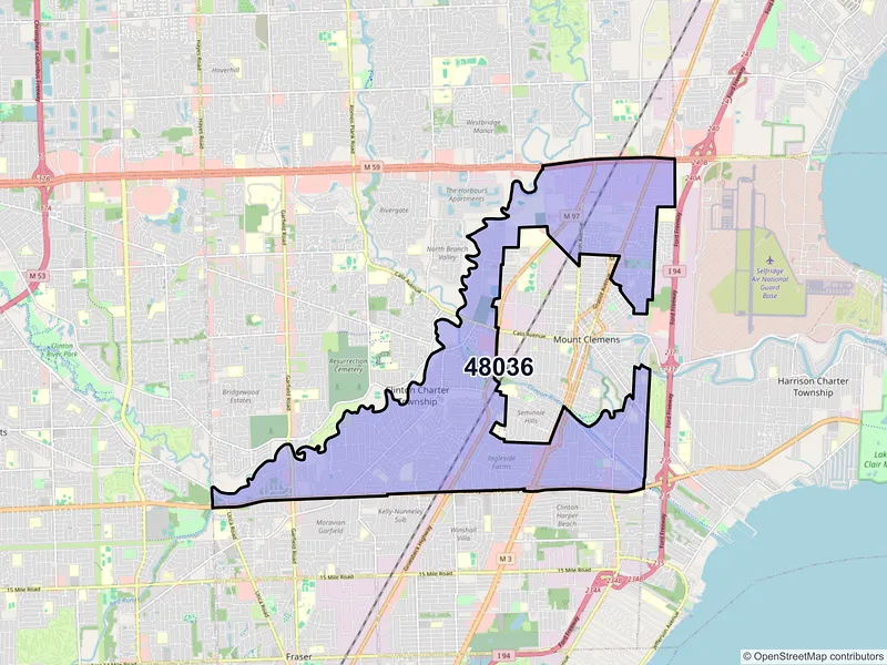 Map of ZIP Code 48036 — Clinton Township, MI