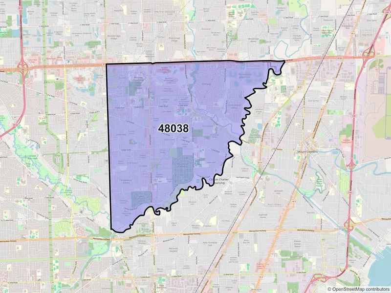 Map of ZIP Code 48038 — Clinton Township, MI
