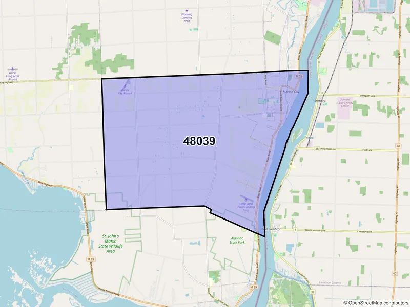 Map of ZIP Code 48039 — Marine City, MI