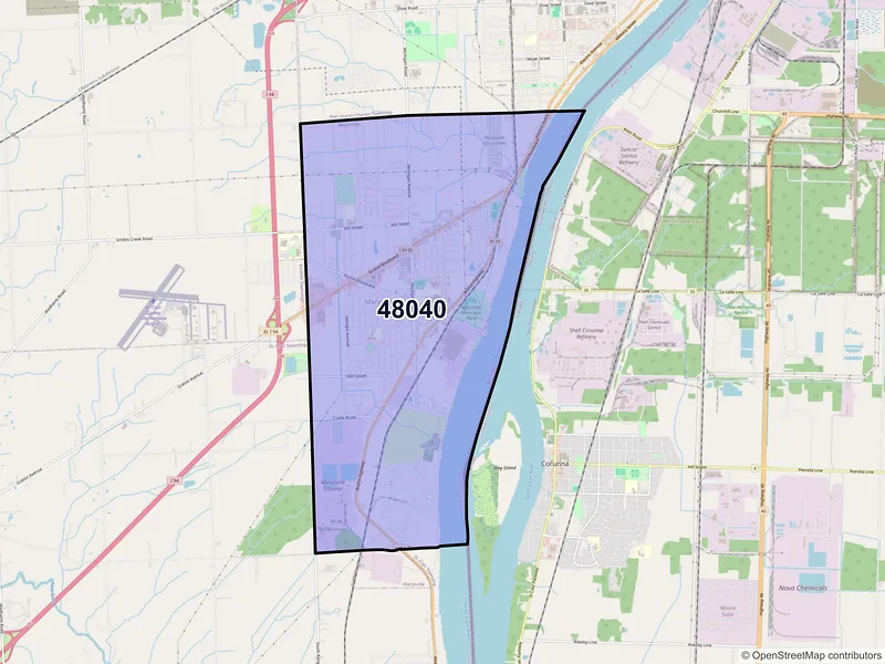 Map of ZIP Code 48040 — Marysville, MI