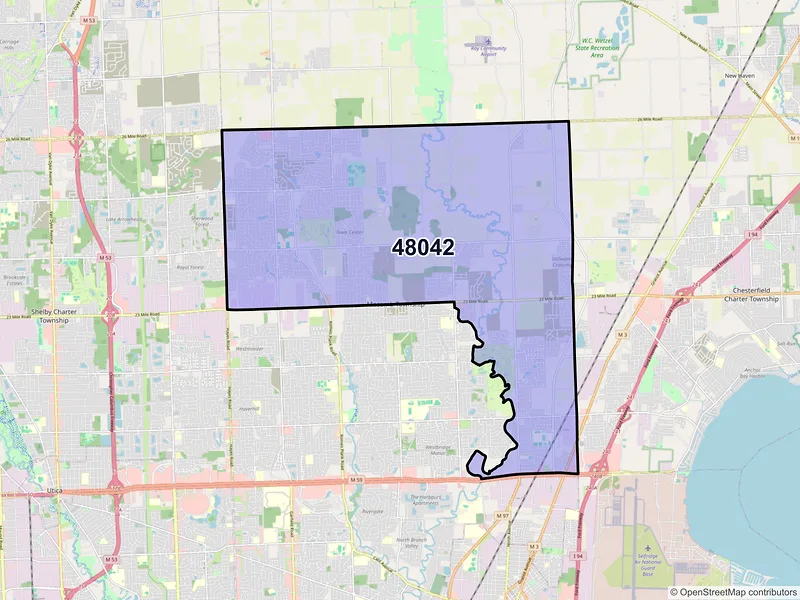Map of ZIP Code 48042 — Macomb, MI