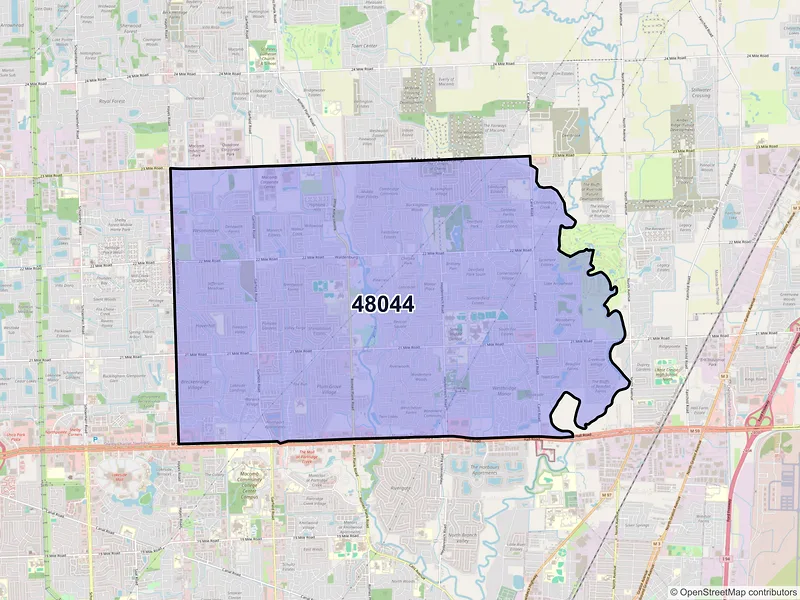 Map of ZIP Code 48044 — Macomb, MI