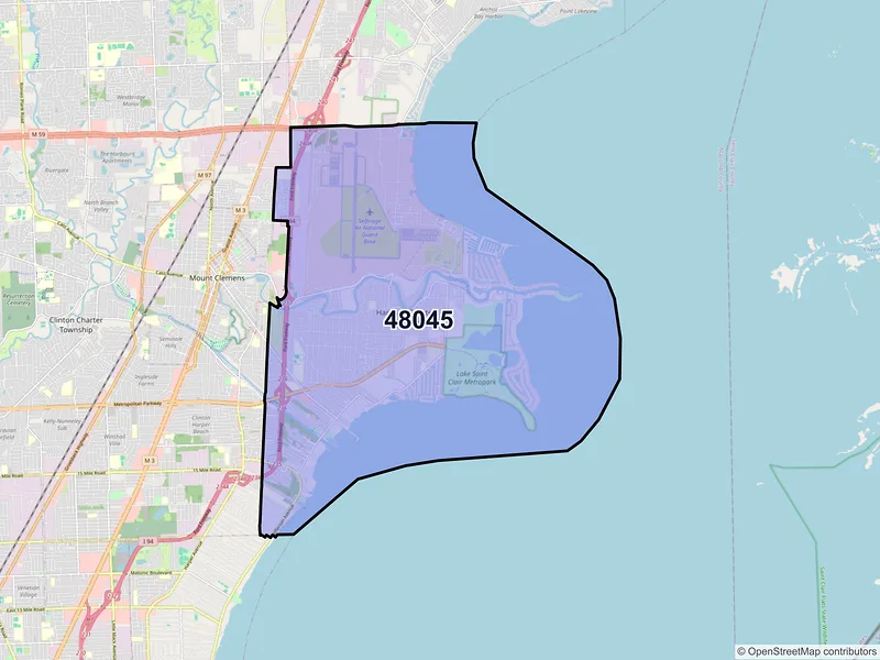 Map of ZIP Code 48045 — Harrison Township, MI