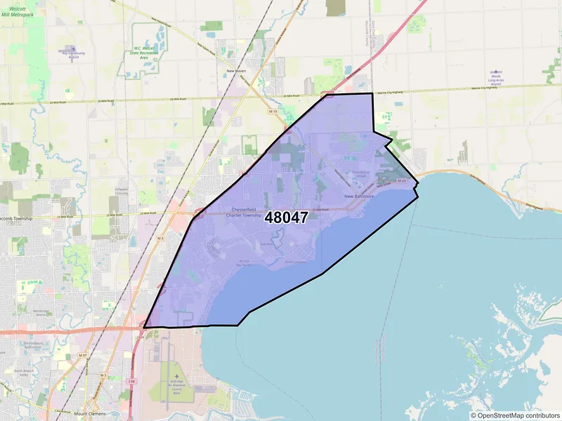 Map of ZIP Code 48047 — New Baltimore, MI