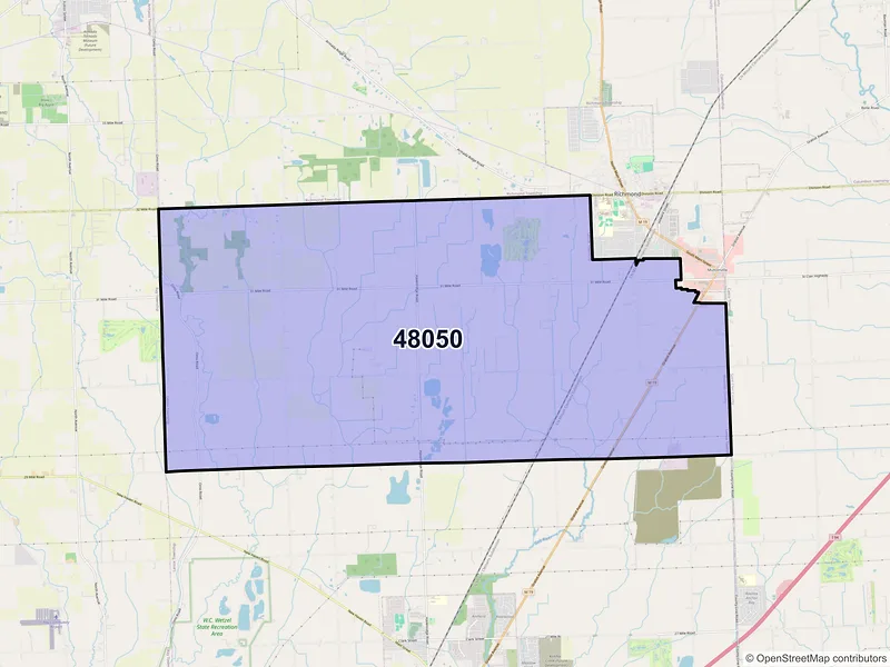 Map of ZIP Code 48050 — New Haven, MI