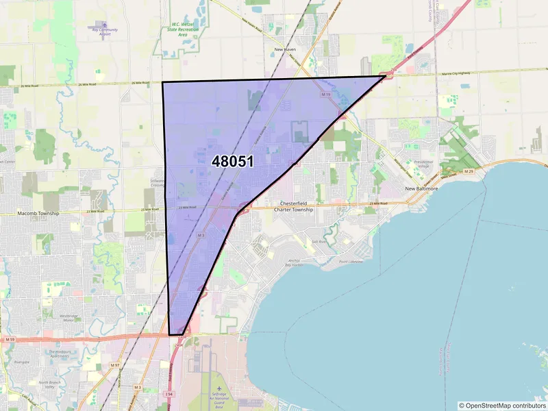 Map of ZIP Code 48051 — New Baltimore, MI