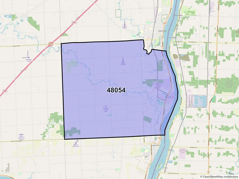 Map of ZIP Code 48054 — East China, MI