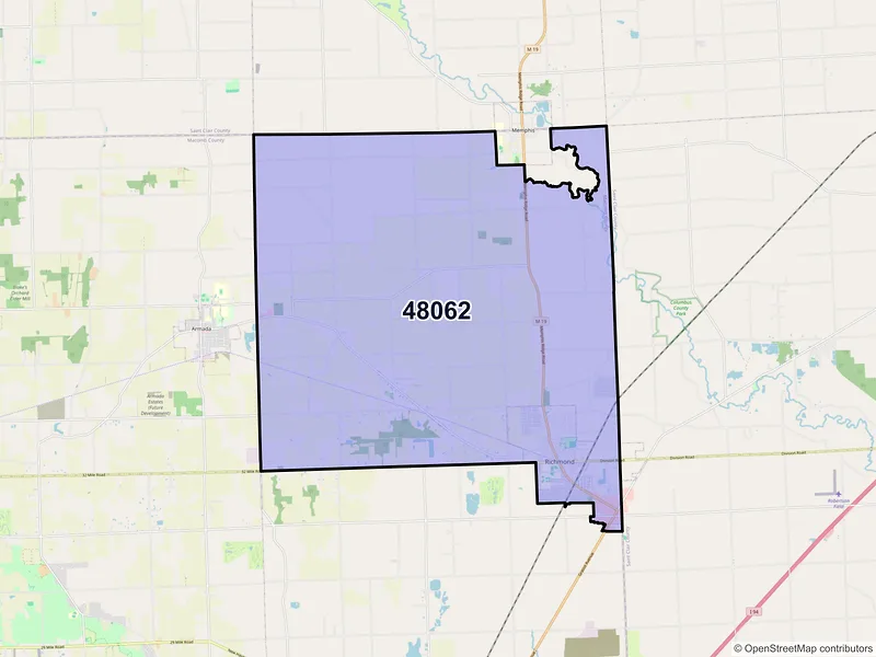 Map of ZIP Code 48062 — Richmond, MI