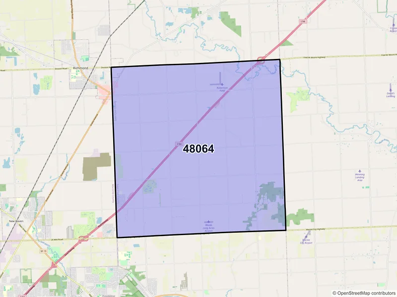 Map of ZIP Code 48064 — Casco, MI