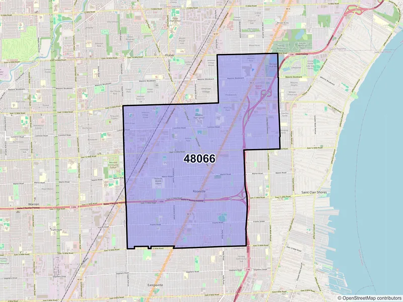 Map of ZIP Code 48066 — Roseville, MI