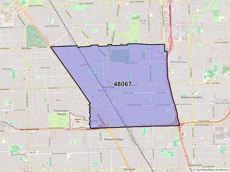Map of ZIP Code 48067 — Royal Oak, MI