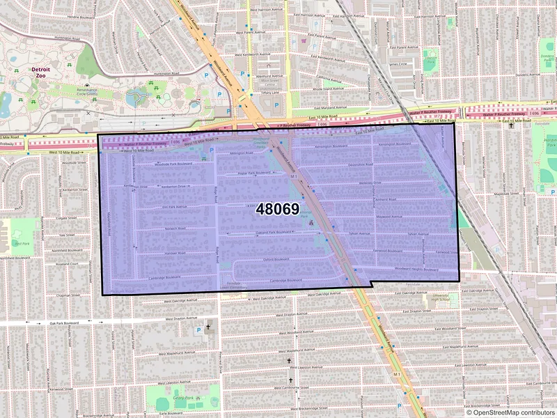 Map of ZIP Code 48069 — Pleasant Ridge, MI