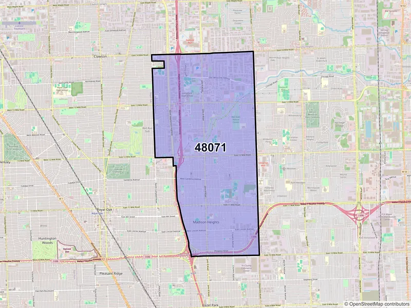 Map of ZIP Code 48071 — Madison Heights, MI