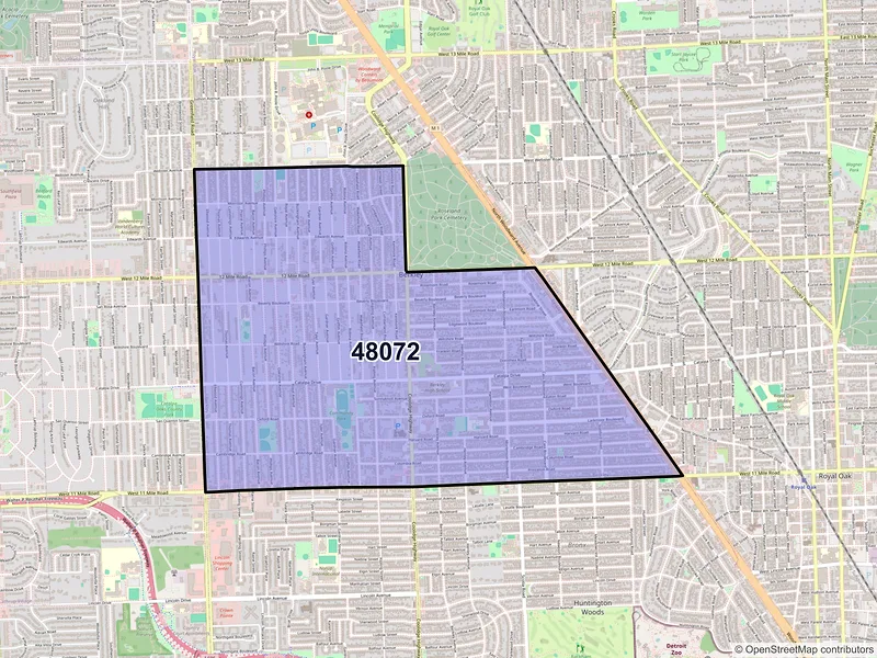 Map of ZIP Code 48072 — Berkley, MI
