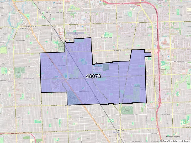 Map of ZIP Code 48073 — Royal Oak, MI
