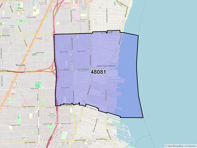 Map of ZIP Code 48081 — Saint Clair Shores, MI