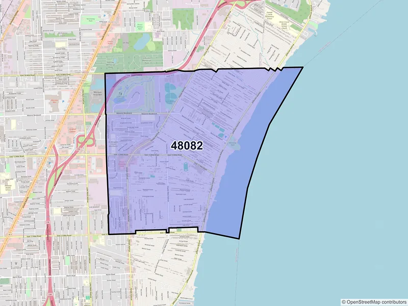 Map of ZIP Code 48082 — Saint Clair Shores, MI