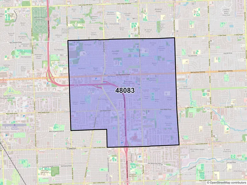 Map of ZIP Code 48083 — Troy, MI