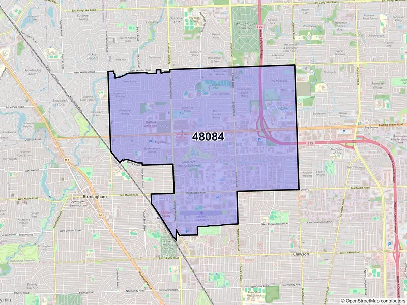 Map of ZIP Code 48084 — Troy, MI