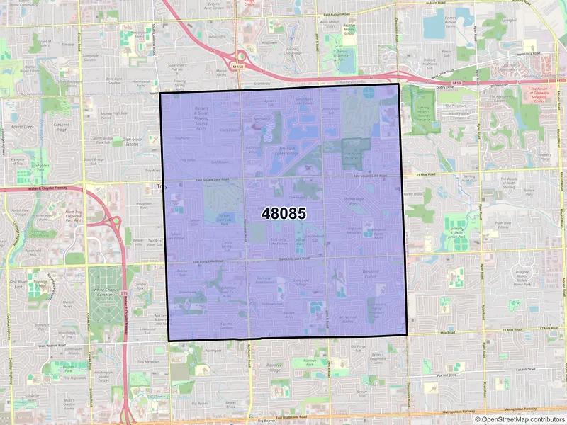 Map of ZIP Code 48085 — Troy, MI