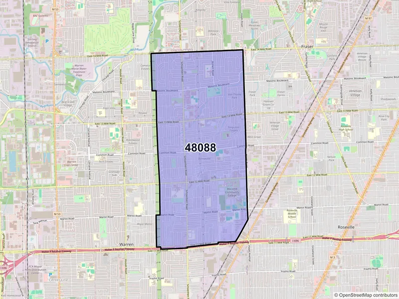 Map of ZIP Code 48088 — Warren, MI
