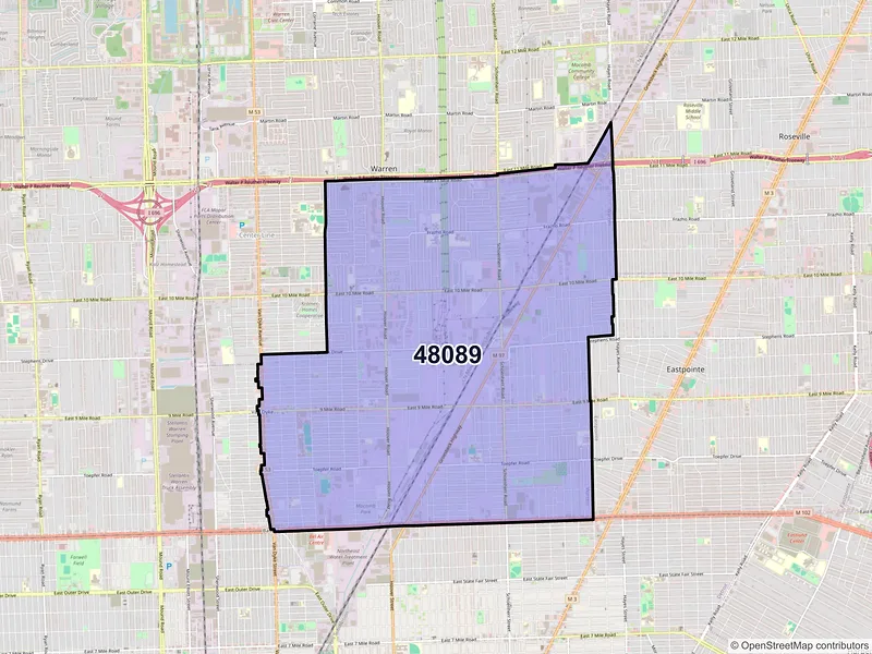 Map of ZIP Code 48089 — Warren, MI