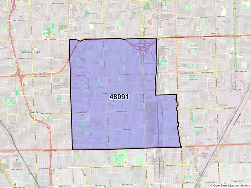 Map of ZIP Code 48091 — Warren, MI