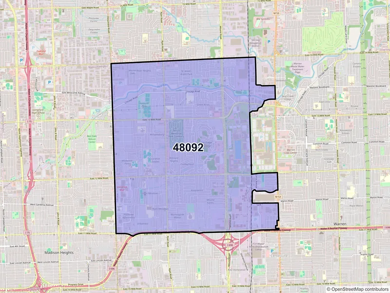 Map of ZIP Code 48092 — Warren, MI