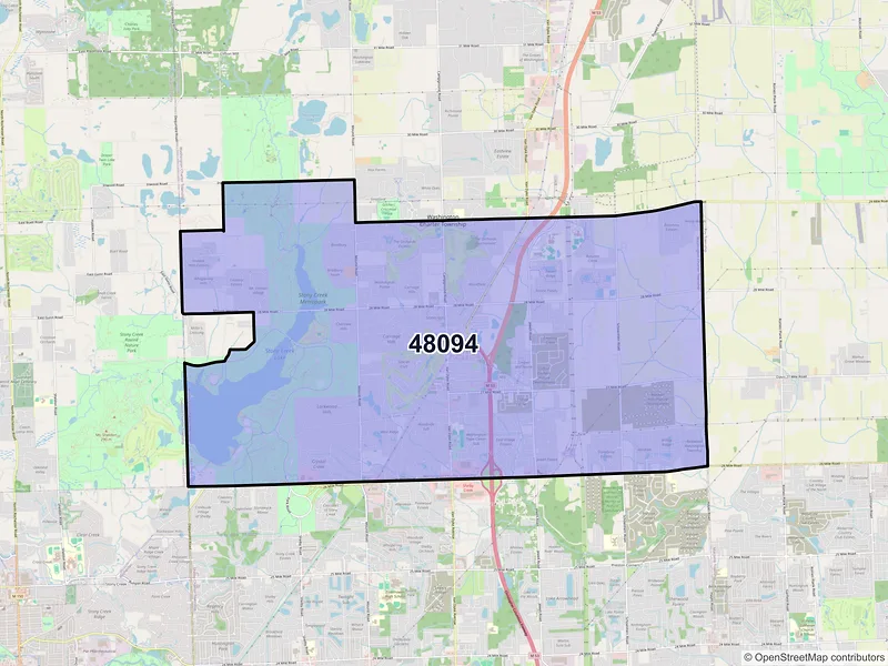 Map of ZIP Code 48094 — Washington, MI
