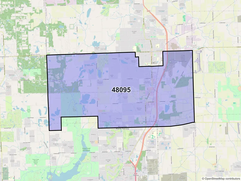 Map of ZIP Code 48095 — Washington, MI