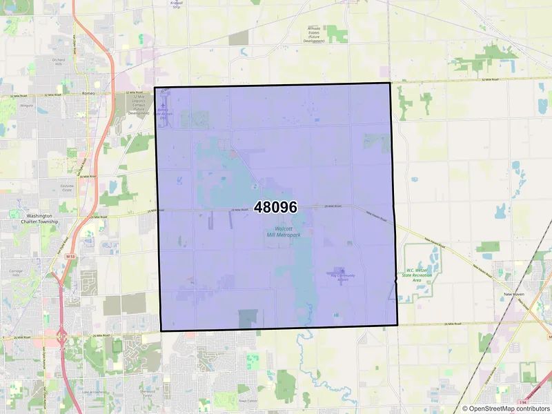 Map of ZIP Code 48096 — Ray, MI