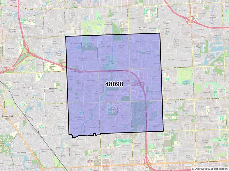 Map of ZIP Code 48098 — Troy, MI