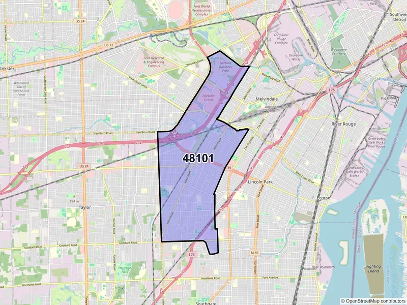 Map of Allen Park, Michigan and ZIP codes