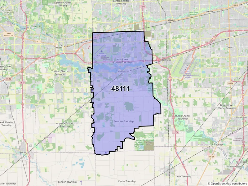 Map of ZIP Code 48111 — Belleville, MI