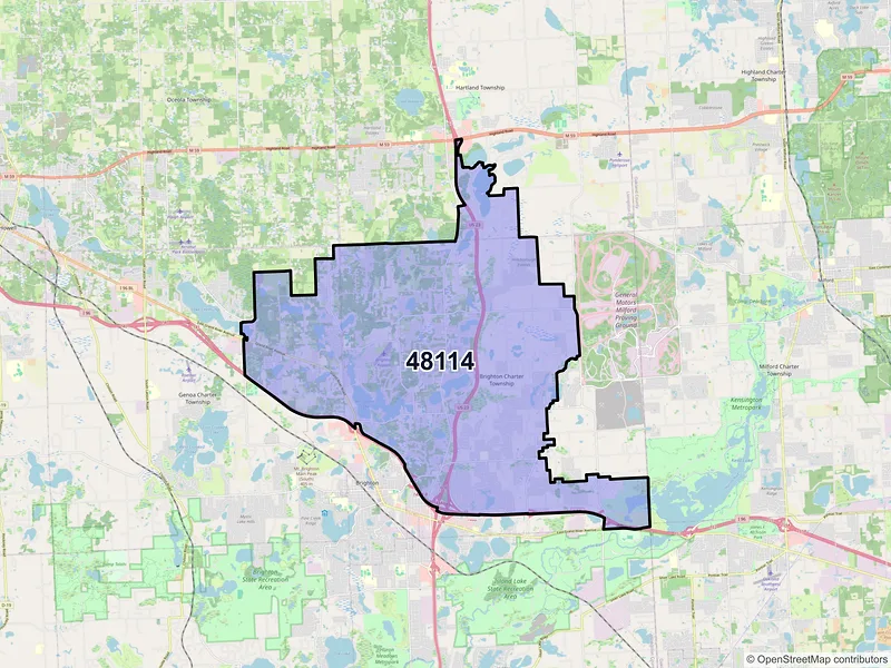 Map of ZIP Code 48114 — Brighton, MI