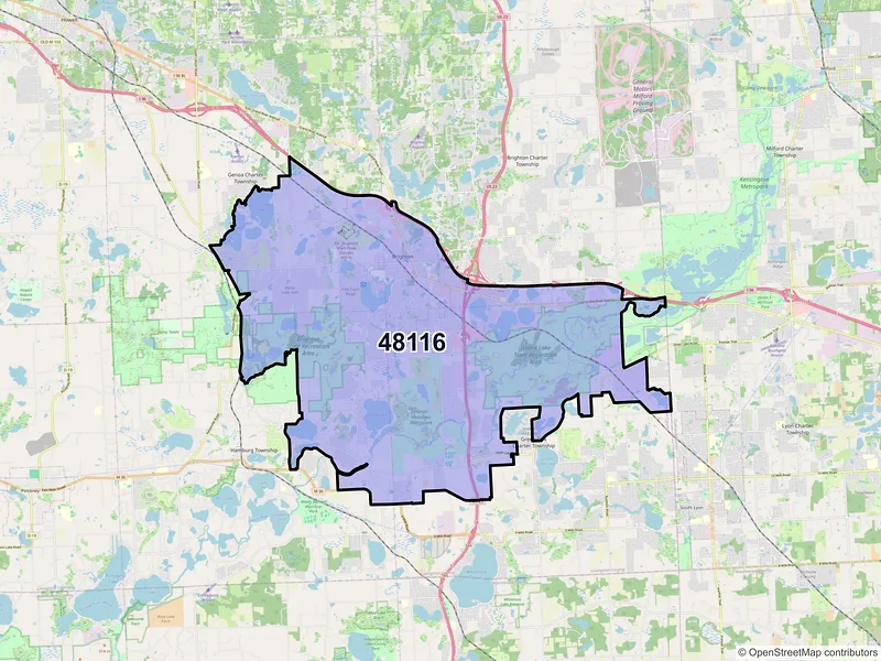 Map of ZIP Code 48116 — Brighton, MI