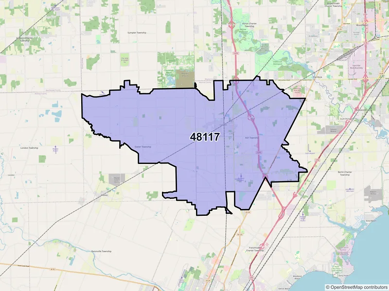 Map of Carleton, Michigan and ZIP codes