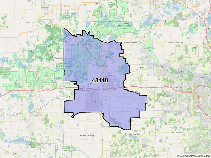 Map of ZIP Code 48118 — Chelsea, MI