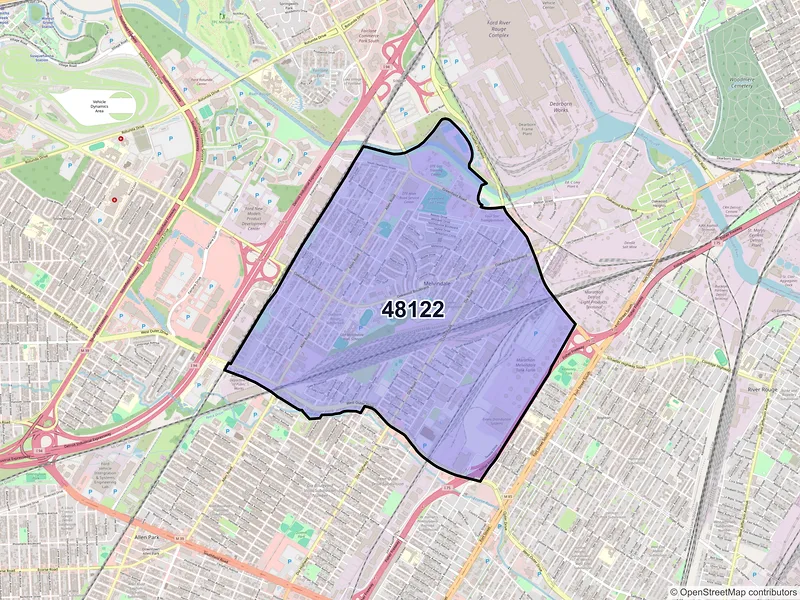 Map of ZIP Code 48122 — Melvindale, MI