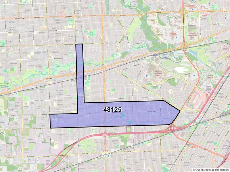 Map of ZIP Code 48125 — Dearborn Heights, MI