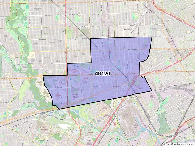 Map of ZIP Code 48126 — Dearborn, MI