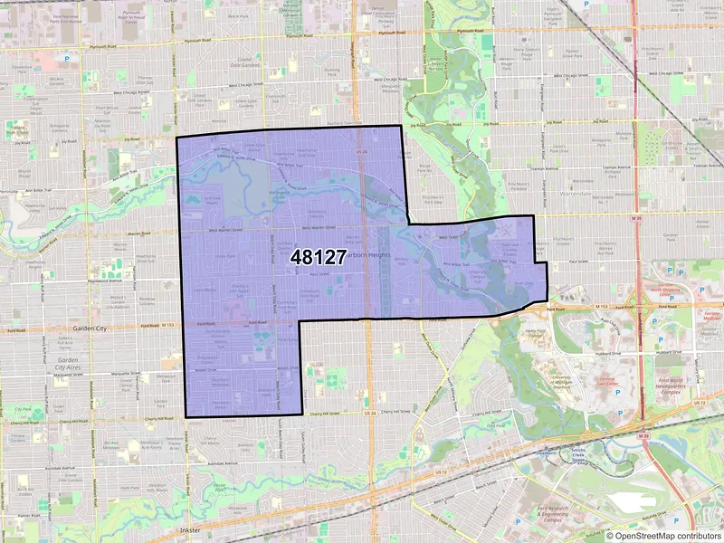 Map of ZIP Code 48127 — Dearborn Heights, MI