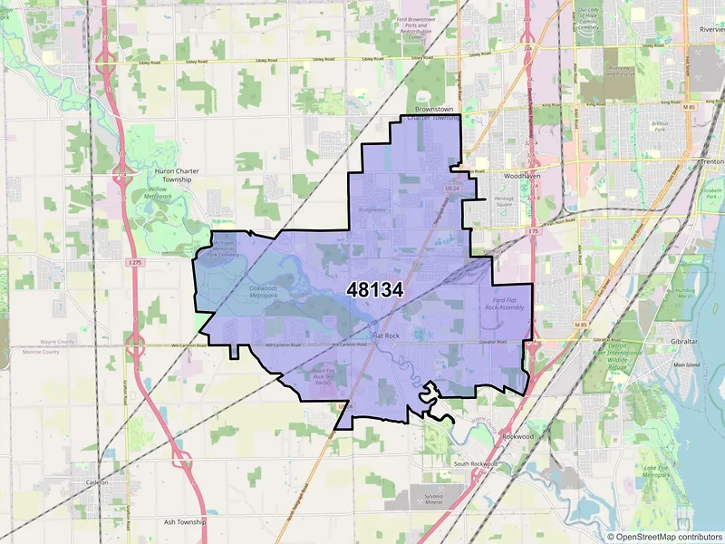 Map of ZIP Code 48134 — Flat Rock, MI
